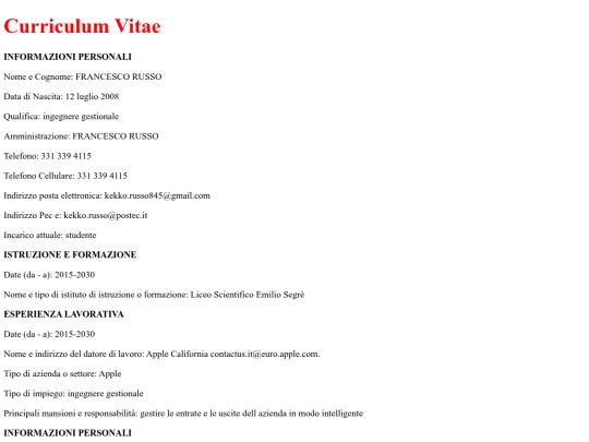Pagine/curriculum screenshot