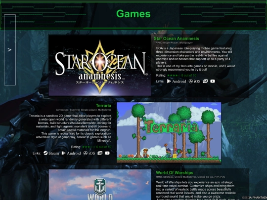 Games screenshot