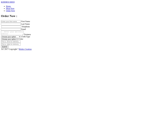 Kiddies Shed/order screenshot
