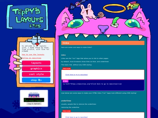 links screenshot