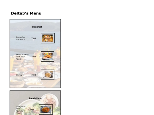 menu screenshot