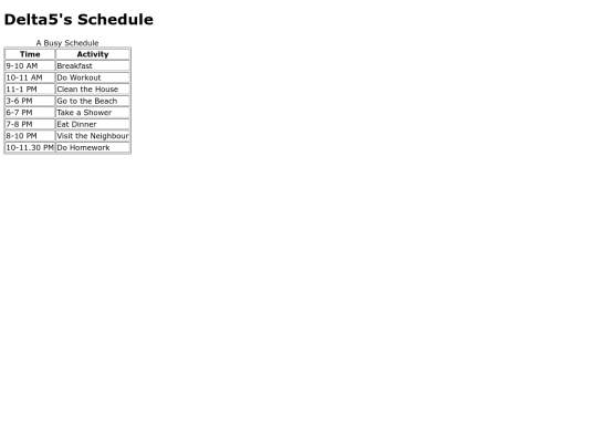 schedule screenshot