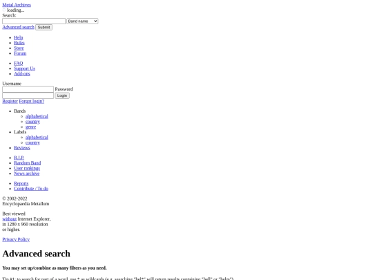 thecastlearchives/advancedsearch screenshot