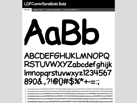 webfontkit-20240820-105309/ldfcomicsansbold-zgma-demo screenshot