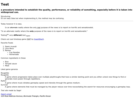 Testingpage screenshot