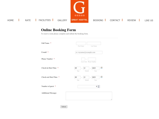booking screenshot