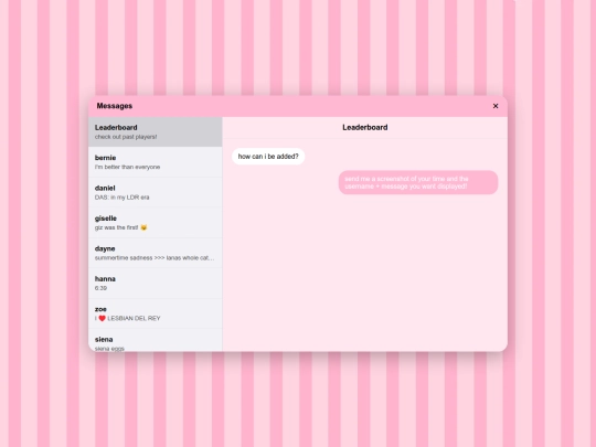 music/mains/messages screenshot