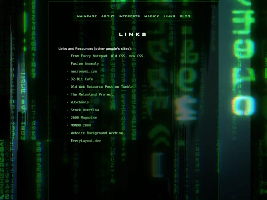 links screenshot
