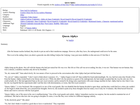 fics/Queen_Alphys screenshot