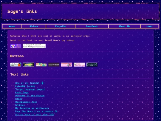 links screenshot