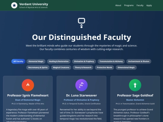 facultypage screenshot