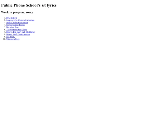 archive/Lyrics/Public Phone School Lyrics screenshot