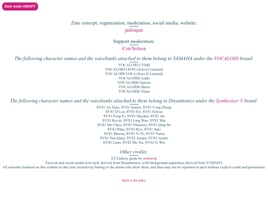 zinecredits screenshot