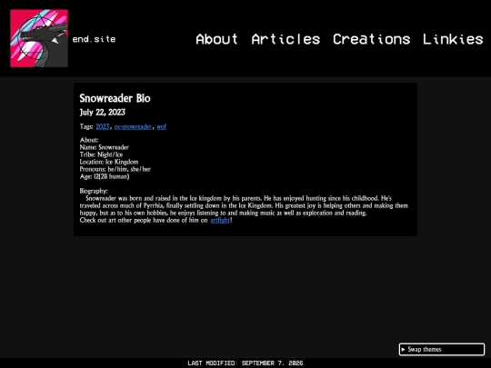 creations/writing/snowreader_bio screenshot
