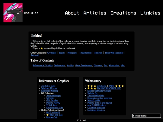 links screenshot