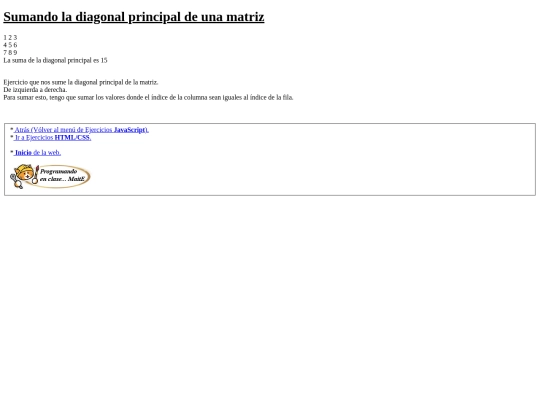 carpetaauxiliar/javascript/95sumaDiagonalMatriz screenshot