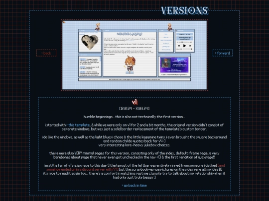 versions screenshot