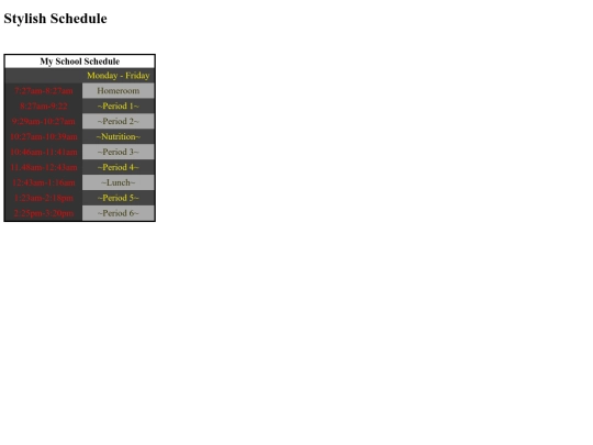 Schedule screenshot