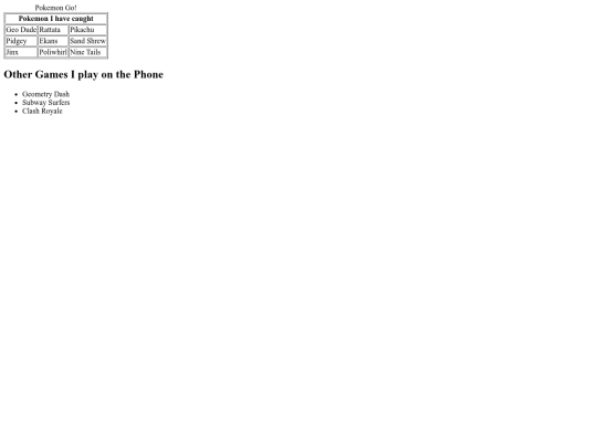Tables screenshot