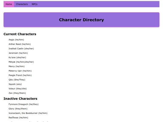 CharacterDirectory screenshot