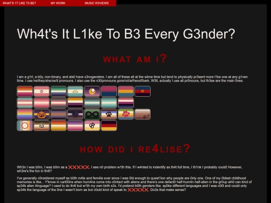 Dylan's Website/gender screenshot