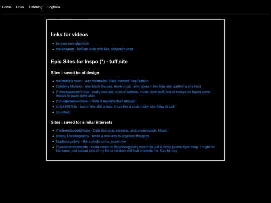 links screenshot