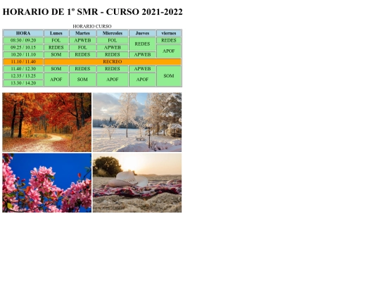 horariocurso screenshot