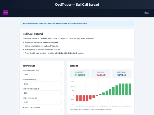 bullcallspread screenshot