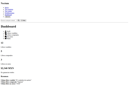 nectum/dashboard screenshot