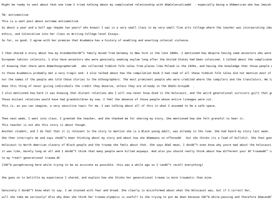 BlogandBookReviews/vent-about-antisemitism screenshot