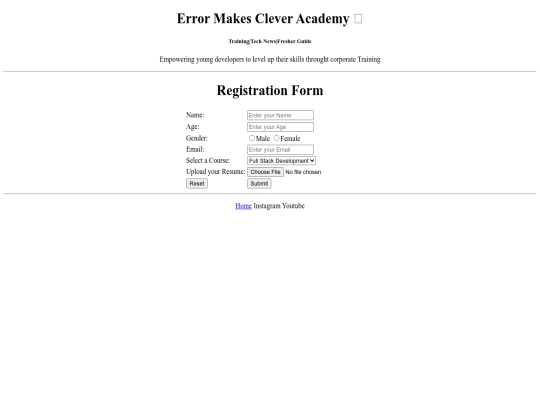 Html tutorial/register screenshot