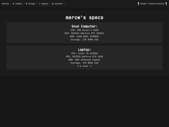 specs screenshot