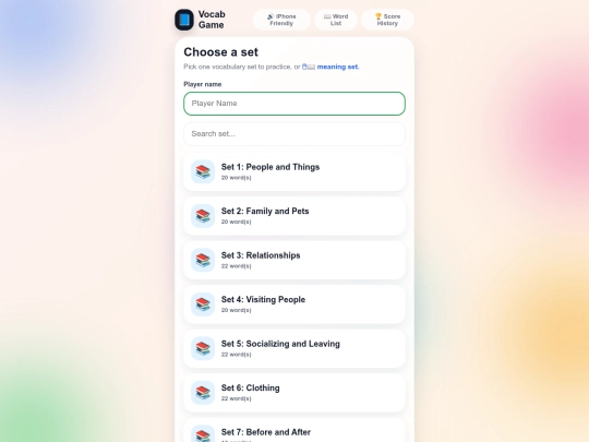 Vocabulary-game screenshot