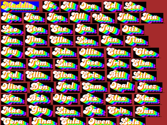 BANNERS/QUAINTANCES/FONTs/BULBOUS-3D-RAINBOW-biglist screenshot