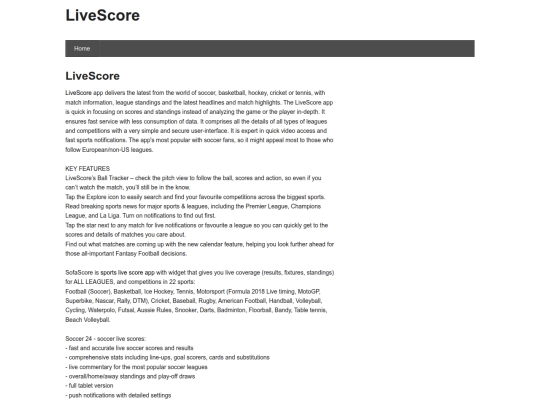 livescore screenshot
