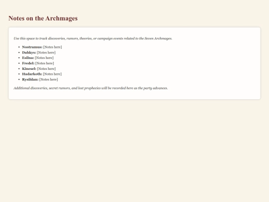 notes/archmages screenshot
