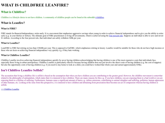 what-is-childfree-leanfire screenshot