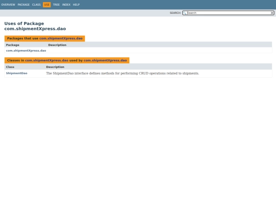 com/ShipmentXpress/dao/package-use screenshot
