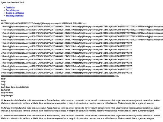 fonts/opensans-semibolditalic-demo screenshot