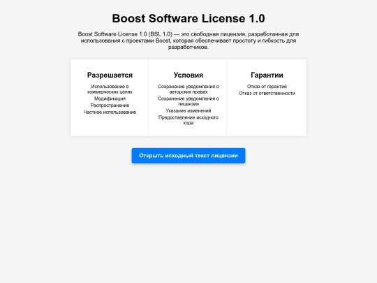 LicensesPages/Boost Software License 1.0 screenshot