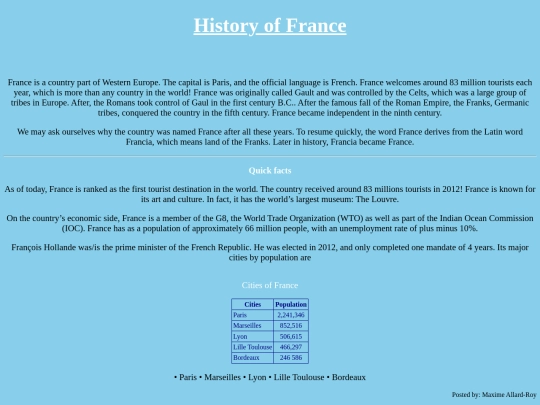 project/Websitecreation/pagetwohistoryoffrance screenshot