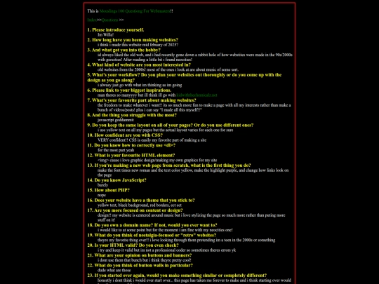 questions screenshot