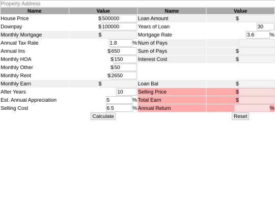 MortgageTool2 screenshot
