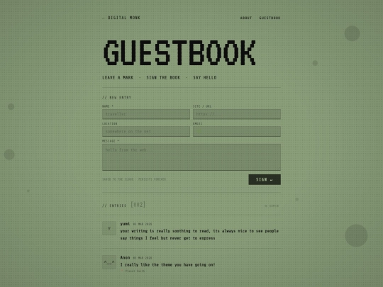guestbook screenshot
