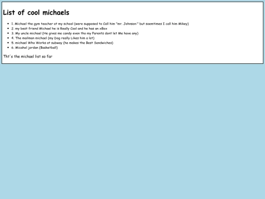 list screenshot