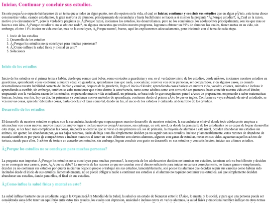 Escuela/estudios screenshot