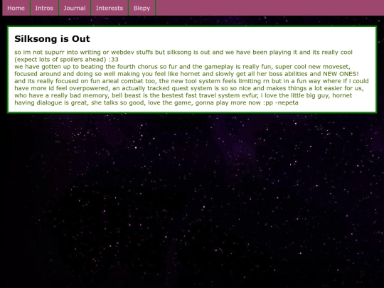 Interests/Silksong screenshot