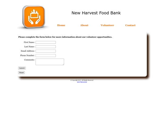 newharvest/contact screenshot