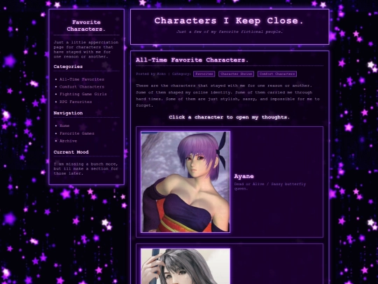 favorite-characters screenshot