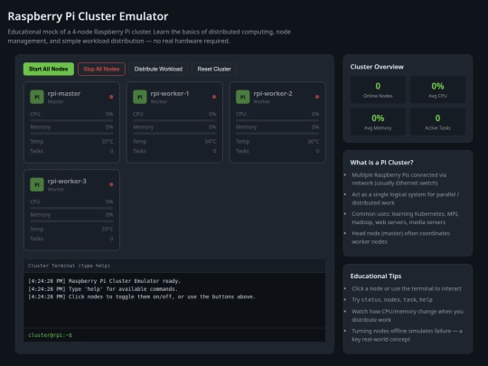 MPA_APPS/Raspberry Pi Cluster Emulator screenshot